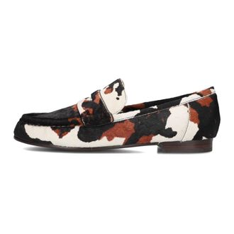 Bibi Lou Schoenen, Dames, Zwart, 41 EU, Wol, Stijlvolle koeienprint loafers