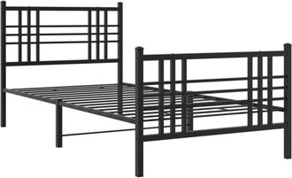 vidaXL Metal Bed Frame without Mattress with Footboard Black 107x203cm Vidaxl