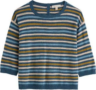 Seasalt Cornwall Knavock Stripe Organic Cotton & Linen Sweater in Mini Cornish Dusk at Nordstrom, Size 14 Us