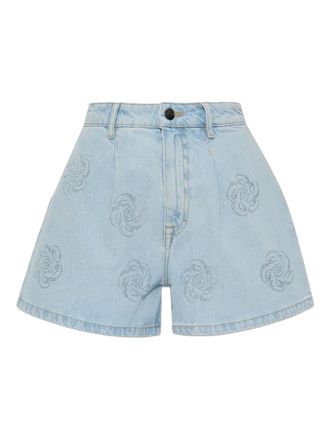 Rotate studded denim shorts - women - Cotton - 30 - Blue
