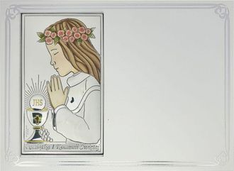 OEM Cuadro Para Sagrada Comuni&oacute;n, Plata Con Grabado, Recuerdo De Primera Comuni&oacute;n Para Ni&ntilde;a, Color Tama&ntilde;o: 13x18cm Sku: Vl833/4col