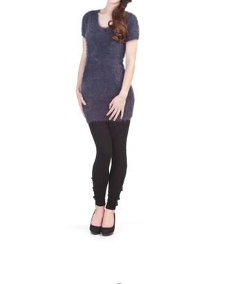 Papillon Short Sleeve Fuzzy Sweater Dress In Violet
