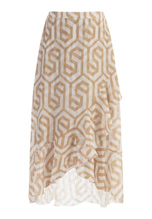 Faina midirok Dames beige wit