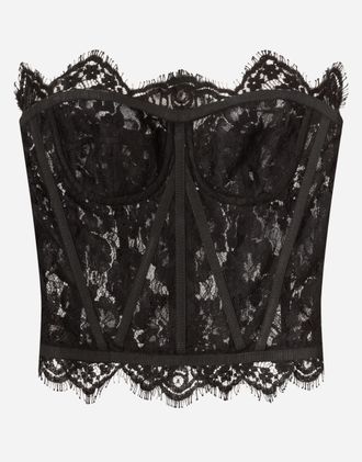 Dolce & Gabbana Short Galloon Lace Bustier - Woman Shirts And Tops Black 46
