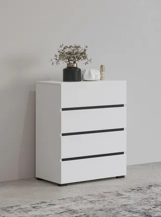 Inosign Kommode »Cross,Breite 60 cm, moderne grifflose Sideboard,4 Schubkästen« Schubladenschrank mit viel Stauraum, Flur Highboard