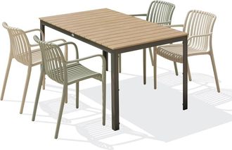 DCB Garden Conjunto de comedor de jardín 4 plazas de aluminio