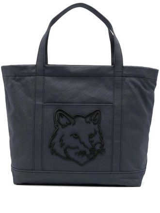 Maison Kitsuné large Fox Head tote bag - Grey