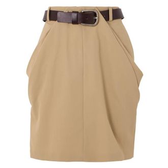 Loewe Belted Draped Cotton Skirt, Brand Size 36 ( US Size 4 )