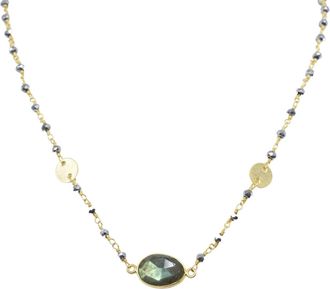A Blonde and Her Bag Mrs. Parker Endless Summer Labradorite Necklace with Polished Pyrite Chain in Gold