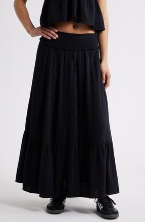 BP. Cotton Gauze Tiered Maxi Skirt in Black at Nordstrom Rack, Size Medium