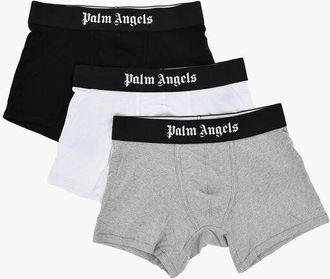 Palm Angels Set Of 3 Solid-Color Boxer Briefs With Branded Waistband size M