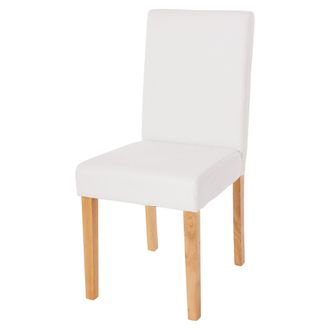 Hhg Nunca Usado] Silla De Comedor Littau, Silla De Cocina, Polipiel, Blanco Mate, Patas Claras