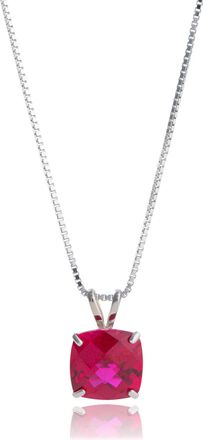 MAX + STONE 925 Sterling Silver or 14k Gold 8mm Cushion Cut Gemstone Pendent Necklace