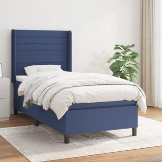 vidaXL Vidaxl - Cama Box Spring Con Colch&oacute;n Tela Azul 90x200 Cm