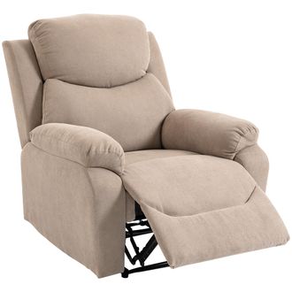 OEM Poltrona Reclinabile Manuale In Tessuto Cuscino Spesso, Braccioli Imbottiti E Poggiapiedi, Beige