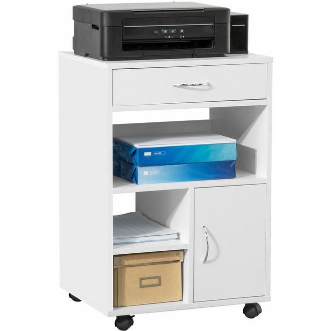 SoBuy Soporte Para Impresora Multifuncional Armario De Oficina Mesa Auxiliar Con Caj&oacute;n Y Puerta Blanco 50 X 75 X 40 Cm Fbt106-w Sobuy Es