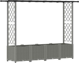 vidaXL Cama Elevada Con Trellis Y Techo Gris Claro 203 X 40 X 136 Cm Vidaxl