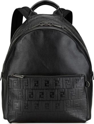 Fendi Pre-owned Backpacks, female, Black, Size: ONE SIZE Pre-owned Vitello Grace Zucca Embossed Leather Backpack