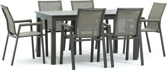 Siediti Fuori e Dentro Conjunto mesa rectangular de aluminio y 6 sillas de textilene