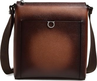 Ferragamo Trading Gancio Leather Crossbody Case in New Cognac Testa Di Moro Dark at Nordstrom