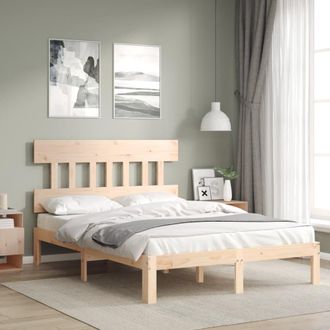 vidaXL Estructura De Cama De Matrimonio Con Cabecero Madera Maciza Vidaxl