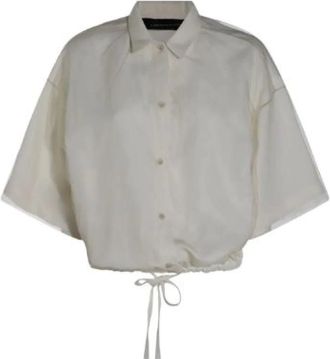 Fabiana Filippi Light Jackets, female, Beige, Size: S Ivory Bomber Jacket with Tulle Detail