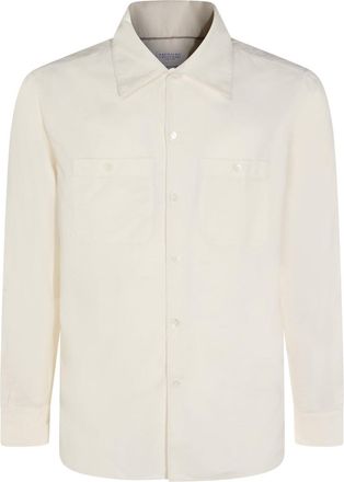 Brunello Cucinelli Shirts English White-Uomo