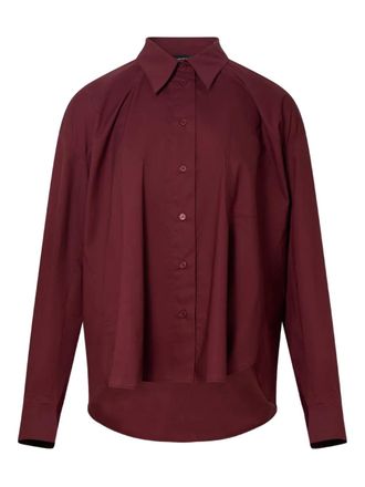 pushBUTTON buttoned long-sleeves blouse - women - Cotton - S - Red