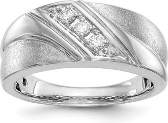 Diamond2Deal 14k Gold Lab Grown Diamond 3-Stone Wedding Band Ring 0.15Ct Clarity- VS Color- G-H