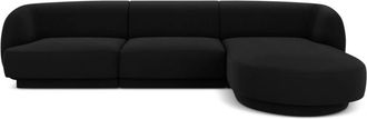 BLOOMINGLOFT 4-Sitzer Design Ecksofa Miley - mit Samtbezug Schwarz