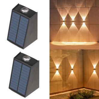 OEM Aplique Solar De Pared Exterior De Dos Piezas, Iluminaci&oacute;n Ambiental Decorativa Para Patio Y Jard&iacute;n, Aplique Impermeable, Iluminaci&oacute;n Hacia Arriba Y H