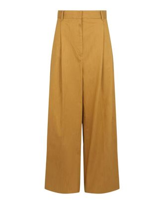 Ferragamo Womens Pleated Wide-Leg Trousers In Medium Brown
