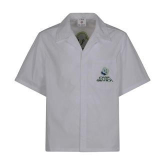Casablanca Short Sleeve Shirts, male, White, Size: M Embroidered SS Shirt