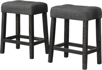 Best Master Furniture Yosef 24 Wood Counter Stool in Charcoal (Set of 2)