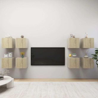 vidaXL Wall Mounted TV Cabinets 8 pcs Sonoma Oak 30.5x30x30 cm vidaXL