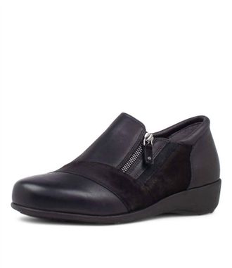 Ziera Womens Sage Xf Shoes In Black-Black Leather-Nubuck