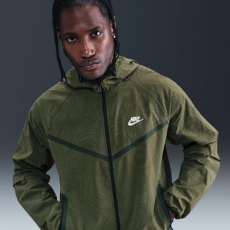 Nike Mens Tech Full-Zip Woven Windrunner Jacket in Green | IM7839-325