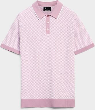 Le 31 Mens Geo jacquard knit polo