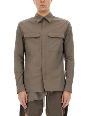 Rick Owens Structured Cotton Work Shirt With Button-Down Front