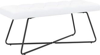 vidaXL Banco Con Tapicer&iacute;a Con Botones Blanco 110 X 40 X 46 Cm Tela Vidaxl