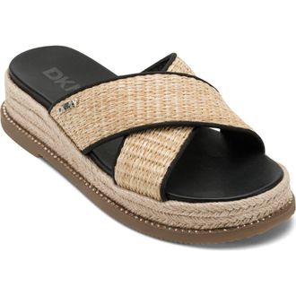 DKNY Berris Cross Band Slide Sandal in Natural/Black at Nordstrom, Size 5.5