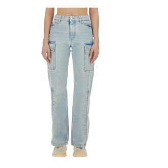 Stella McCartney Stella McCartney, Straight Jeans, female, Blue, Size: W26 Vintage Zip Cargo Jeans