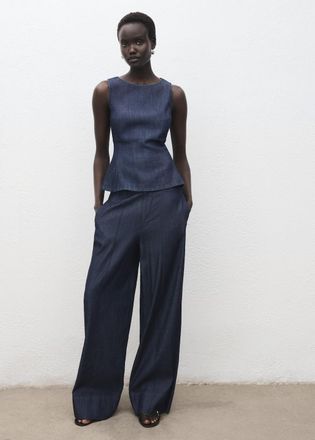 Mango Top crop denim blu - Donna - XL - MANGO