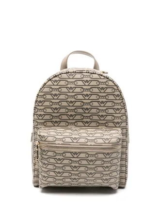 VIP【関税送料無料】希少 EMPORIO ARMANI BACKPACKS ASV regenerated Saffiano leather round backpack with eagle
