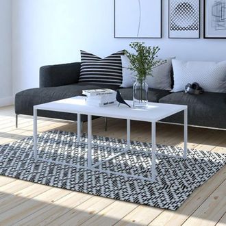 Dmora Mesa De Centro Livasi, Forma Rectangular, Color Blanco, Material De Tablero En Madera Melamina, 102x67x46h Cm Blanco