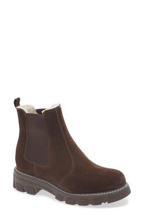 La Canadienne Dawson City Dry Genuine Shearling Lined Waterproof Chelsea Boot in Brunette Suede at Nordstrom Rack, Size 5