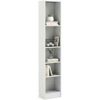 Dmora Dmora - Libreria a cinque vani, colore bianco, cm 40 x 203 x 26, con imballo rinforzato