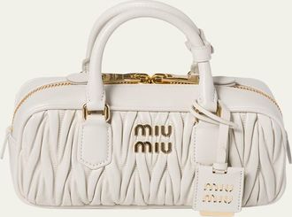 Miu Miu Zip Quilted Leather Top-Handle Bag