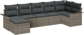 vidaXL Garden Sofa Set with Cushion 7 pcs Grey Poly Rattan vidaXL