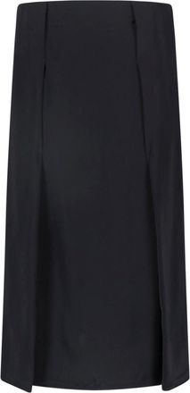 Jil Sander Midi Skirt in Smooth Black Viscose with Pleated Details